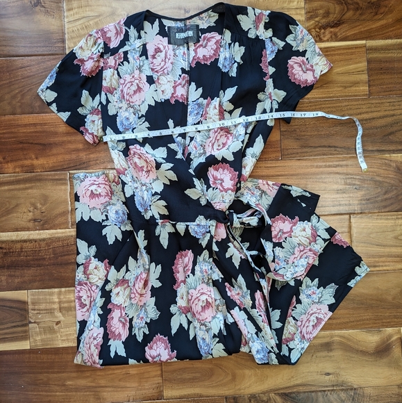 Reformation Linda Midi Wrap Black Floral Dress in Brookvale - Small - Picture 4 of 6